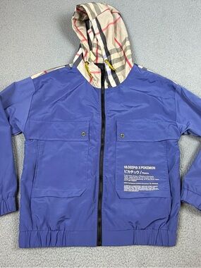 10.Deep X Pokémon Windbreaker Unisex Large Blue Pikachu Graphic Pocket Hooded